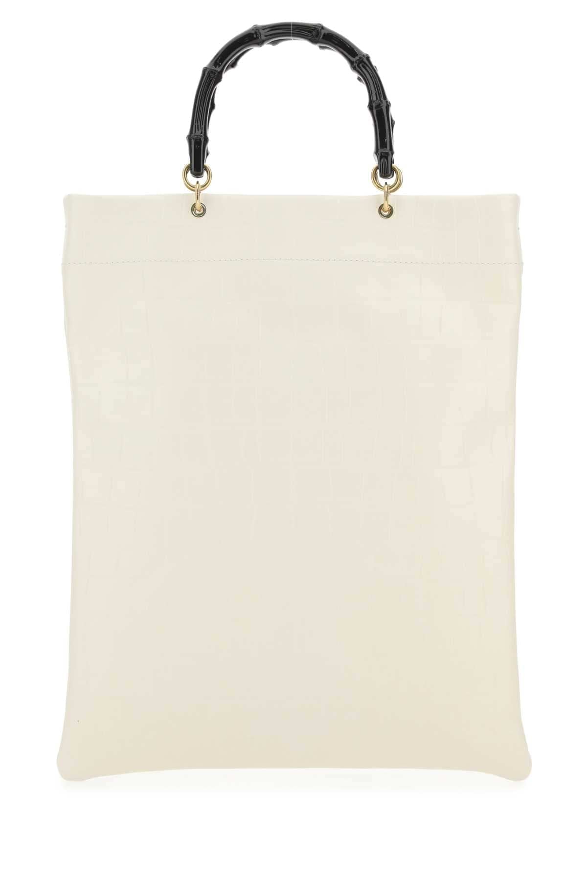 Jil Sander Women Ivory Leather Medium Shopping Bag