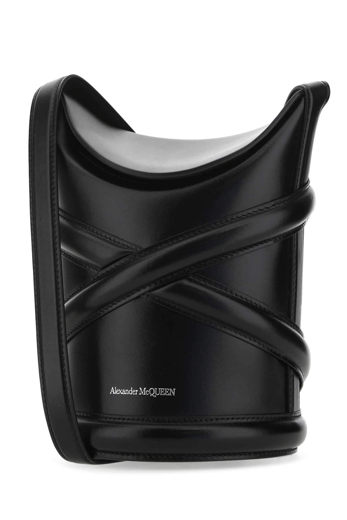 Alexander Mcqueen Women Black Leather The Curve Bucket Bag