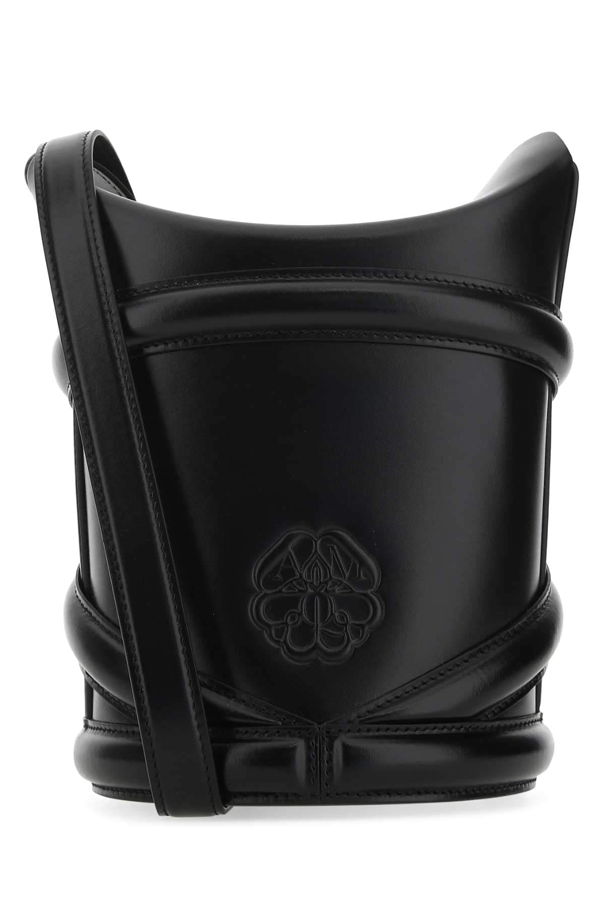 Alexander Mcqueen Women Black Leather The Curve Bucket Bag