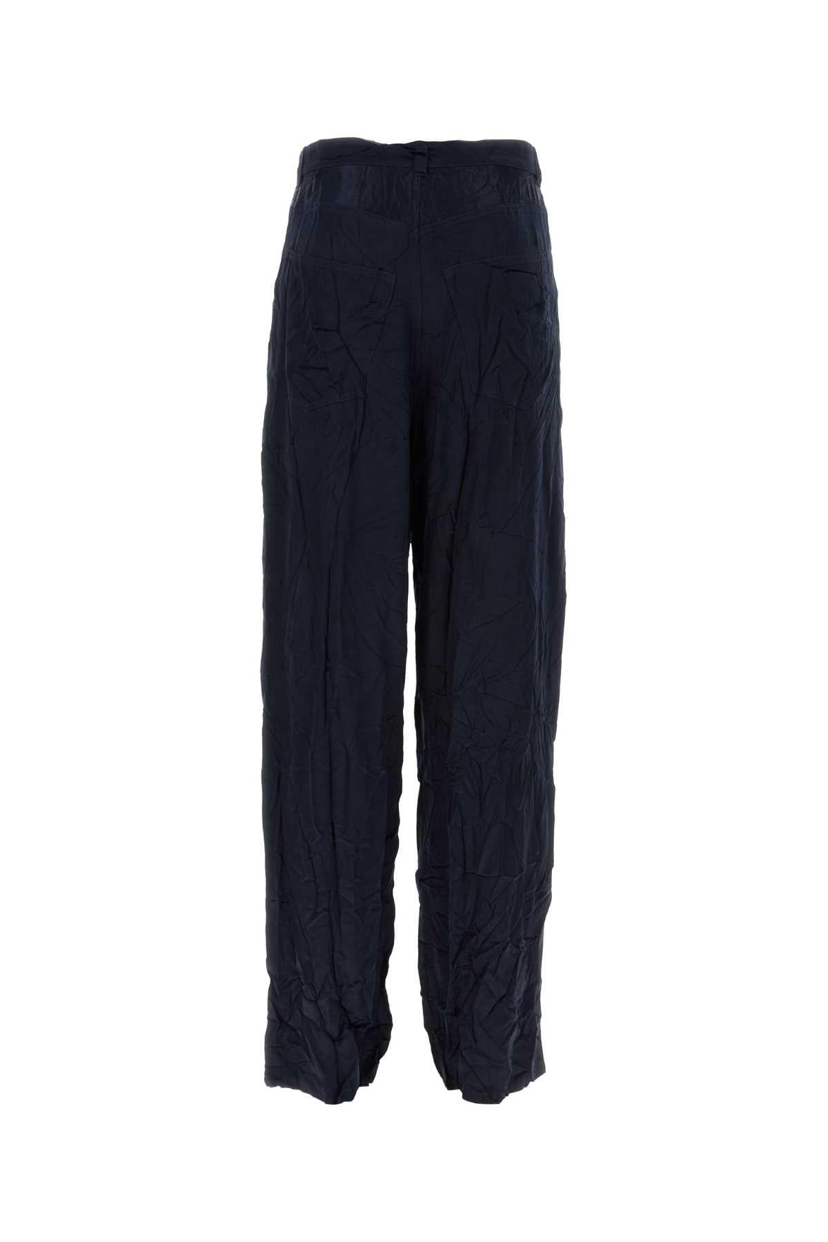 Balenciaga Men Dark Bue Satin 5 Pocket Pant