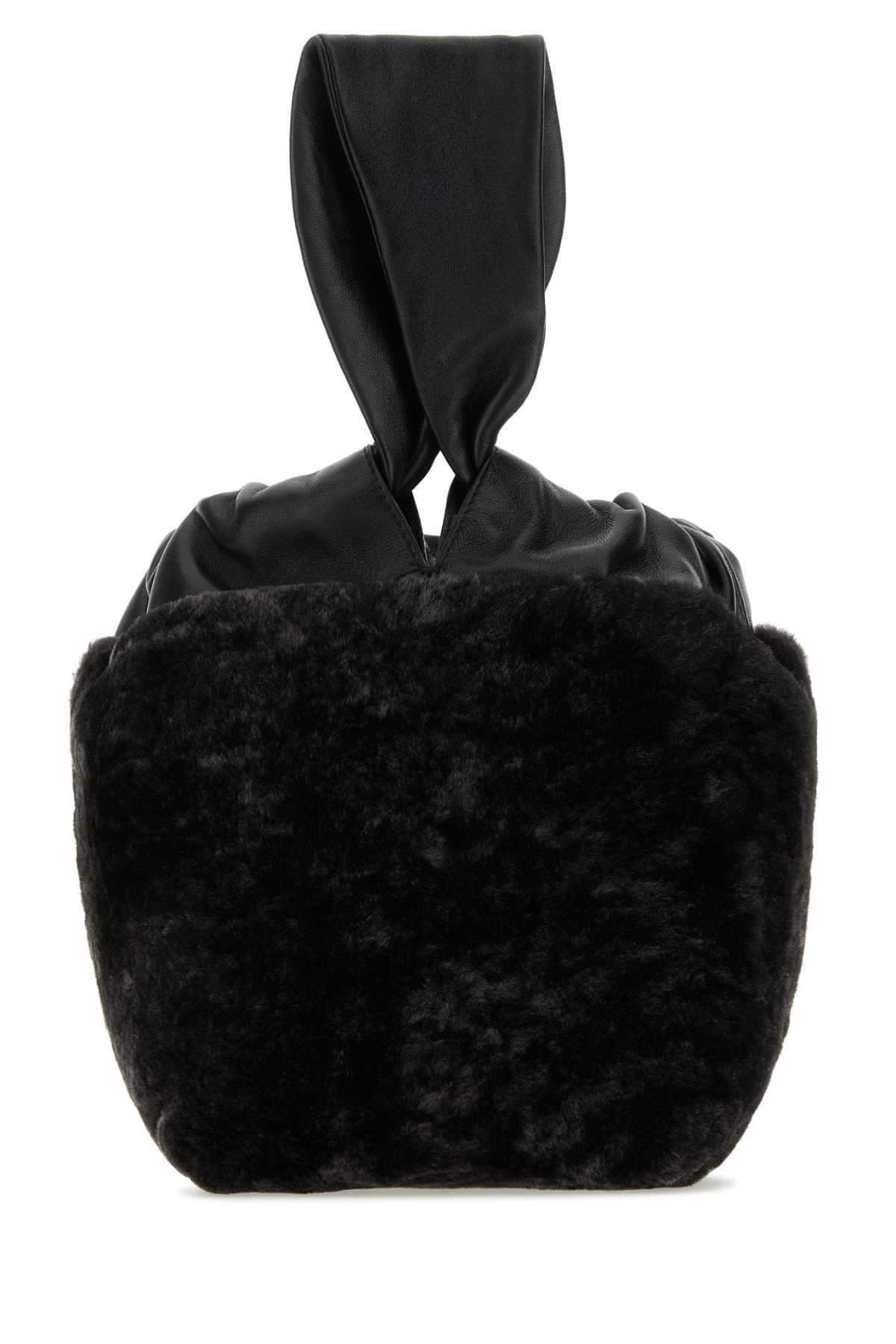Jil Sander Women Black Shearling Clutch