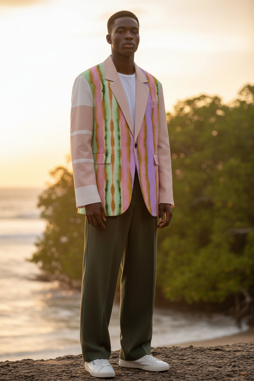 Geode Shibori Print Cotton Blazer
