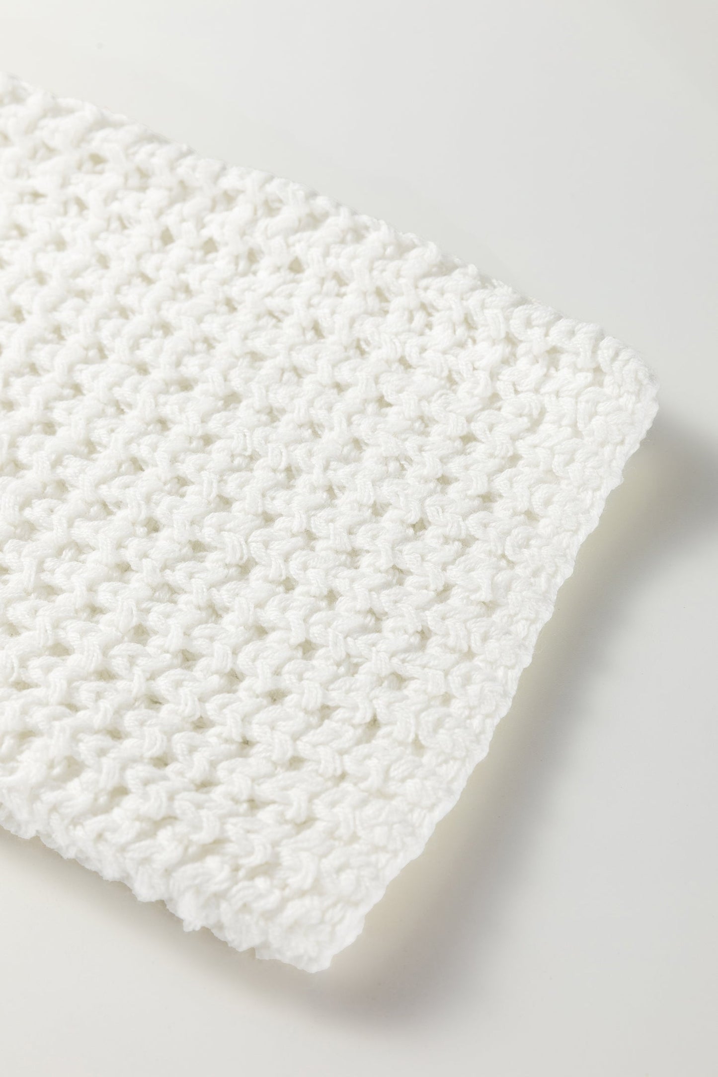 White Hollowed Detail Wide Sleeve Loose Pullover Sweater