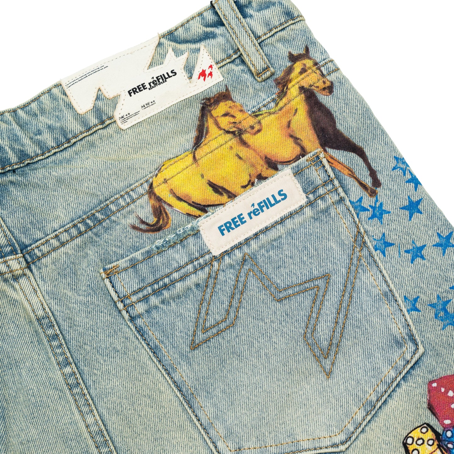Collage Denim Jorts - Blue