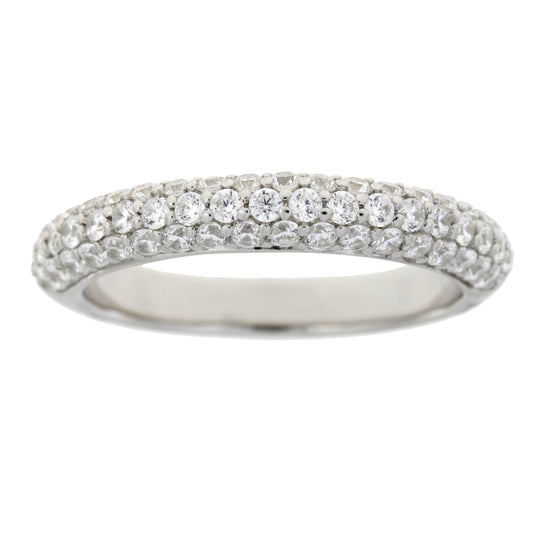 Cubic Zirconium Wedding Band Ring Sterling Silver