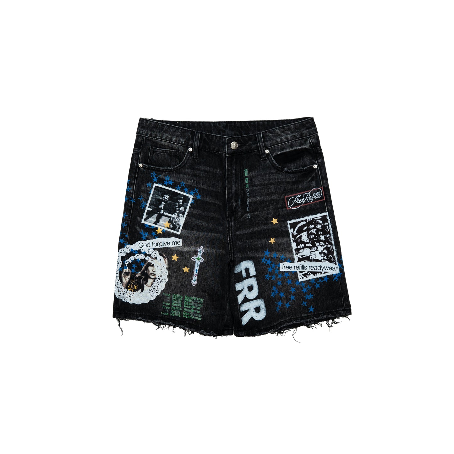 Collage Denim Jorts - Black