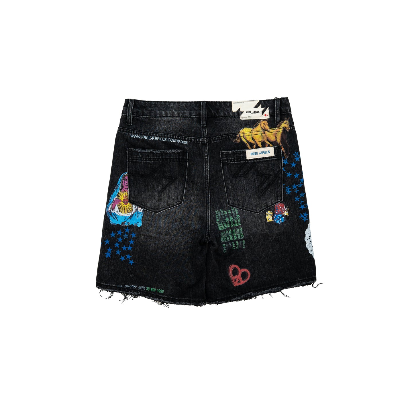 Collage Denim Jorts - Black