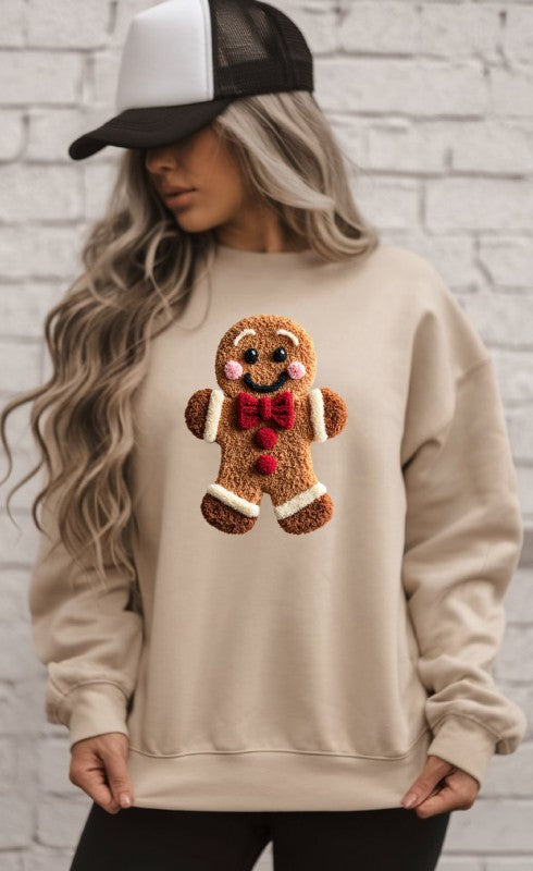 Crochet Latch Hook Gingerbread Graphic Sweatshirt