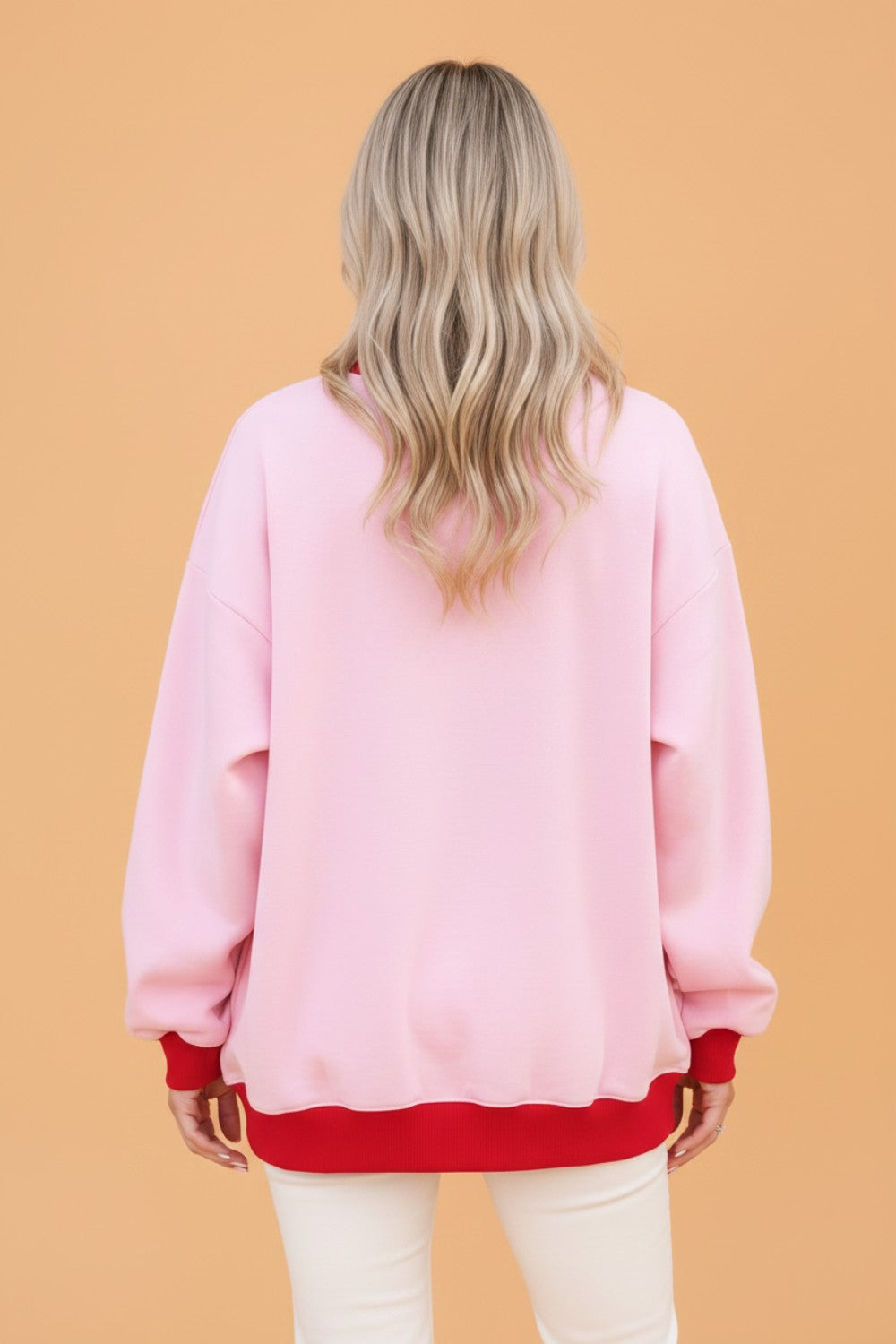 Colorblock Trim Crewneck Long Sleeve Sweatshirt