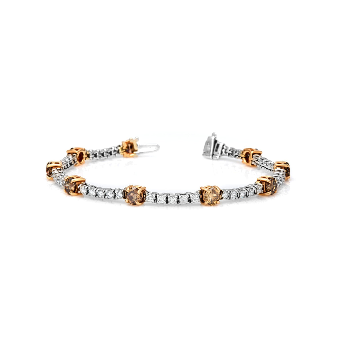 Fancy Brown Cushion & Diamond Bracelet