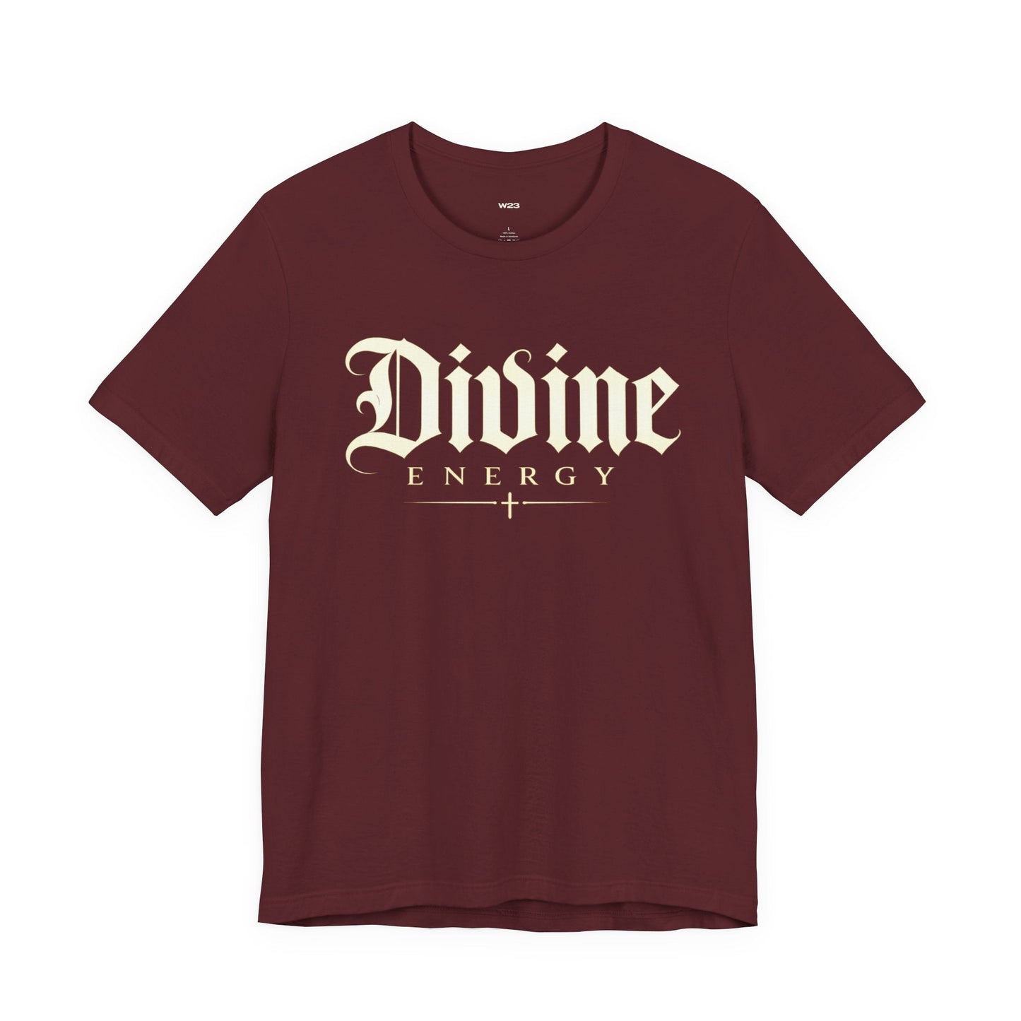 Divine Energy Tee — Gothic Script Faith Graphic | Wear Your Worship
