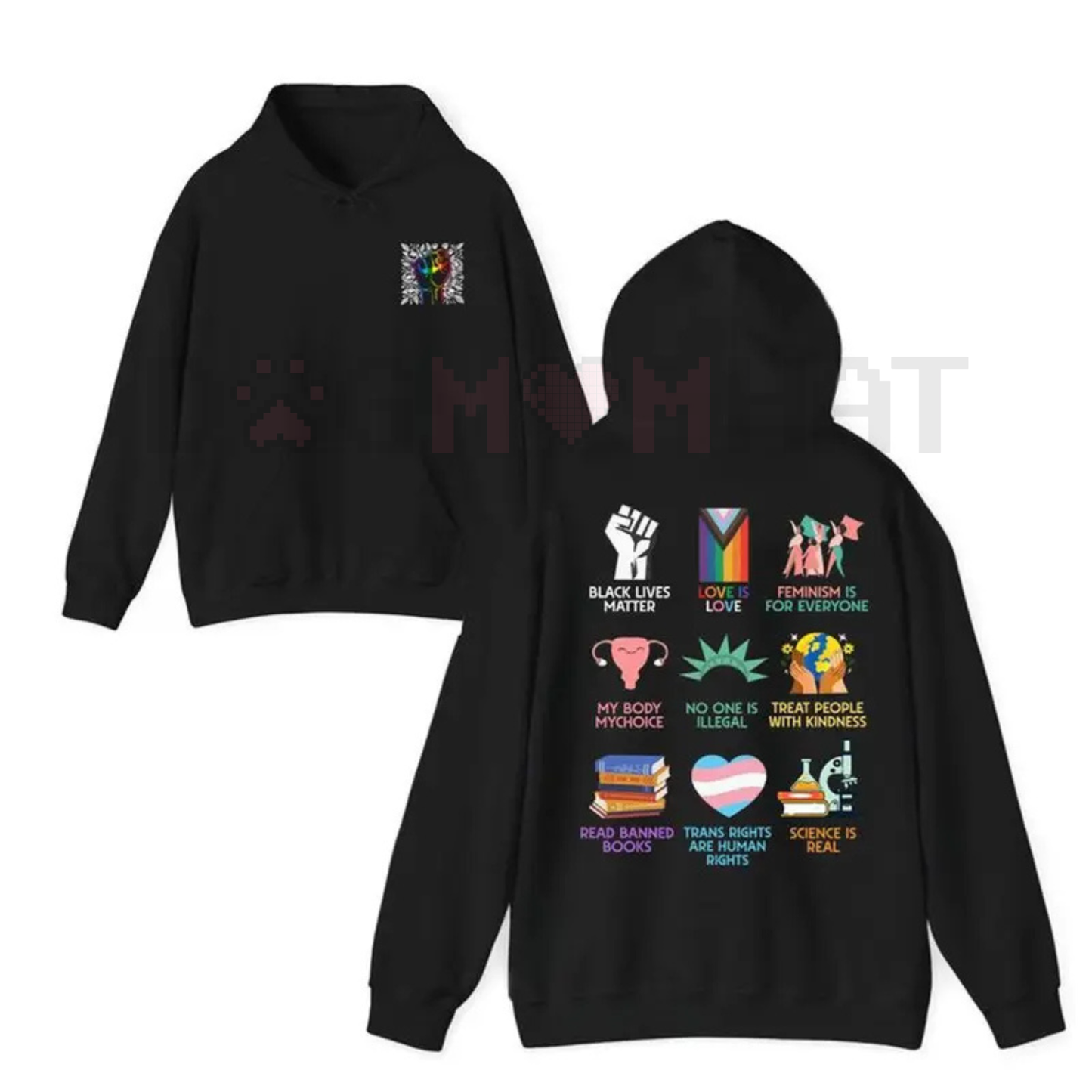 Human Rights 2 Sides Hoodie – Love Is Love Hoodie, Pride Month Hoodie, LGBTQ+ Ally Apparel, Unisex Comfort Pullover