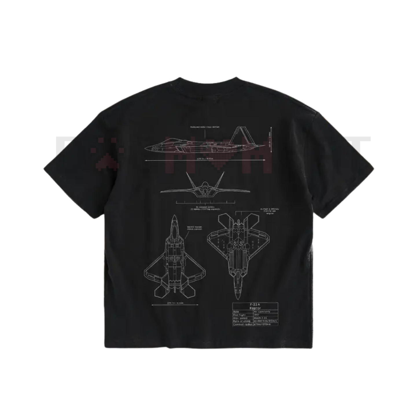 WARBORN F-22 Raptor Blueprint Double Sides T-Shirt – Vintage Lockheed Martin Graphic Tee