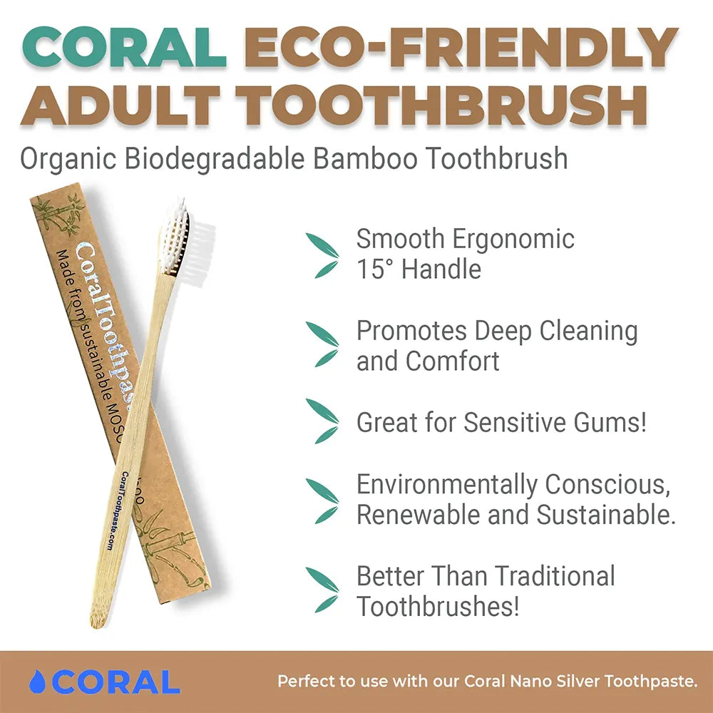 Coral Mouth Spray, Bamboo Mint Floss, and Bamboo Toothbrushes Bundle