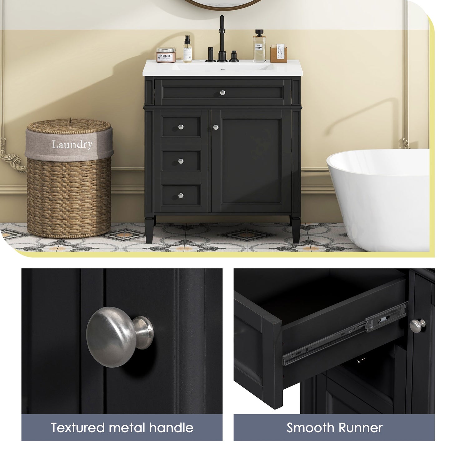 30" Bathroom Vanity with Top Sink