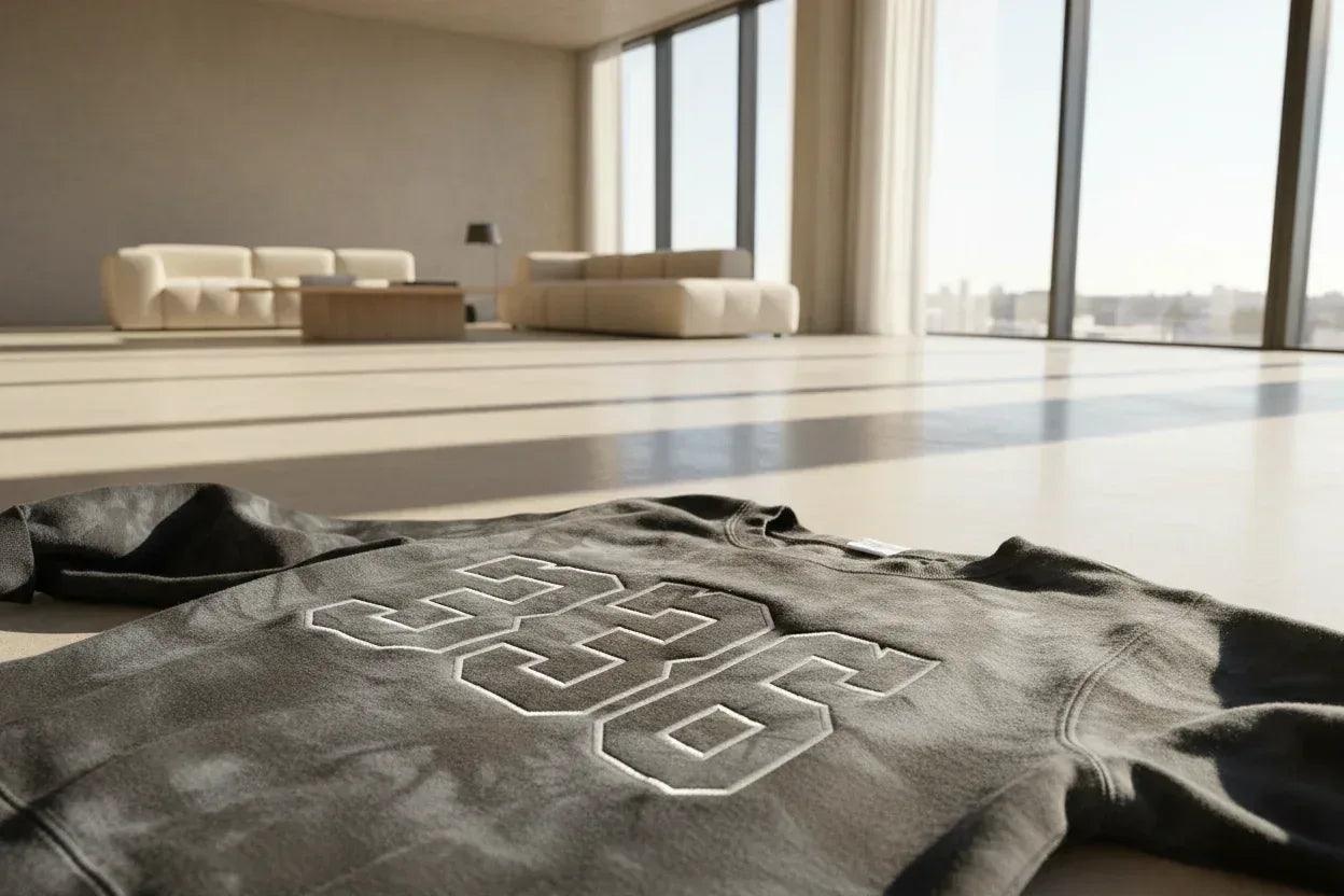 Custom Mascot | Area Code Varsity Outline Embroidered Tie-Dyed Sweatshirt