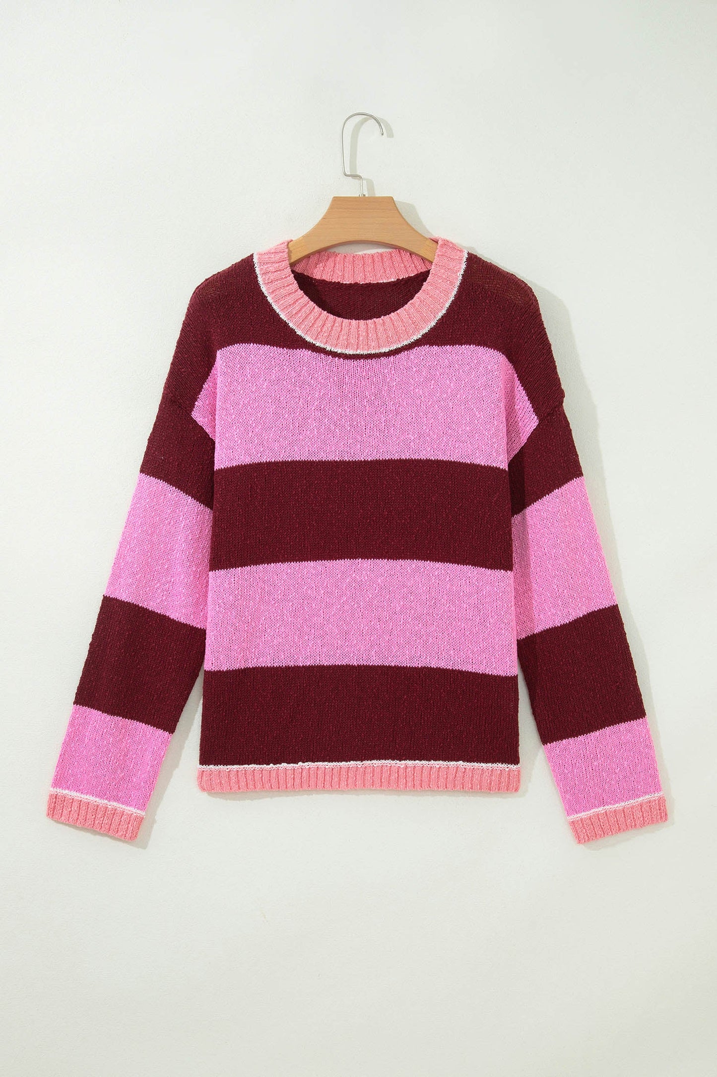Stripe Drop Shoulder Long Sleeve Knit Sweater