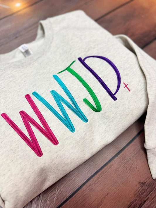 Colorful WWJD Faith Embroidered Shirt