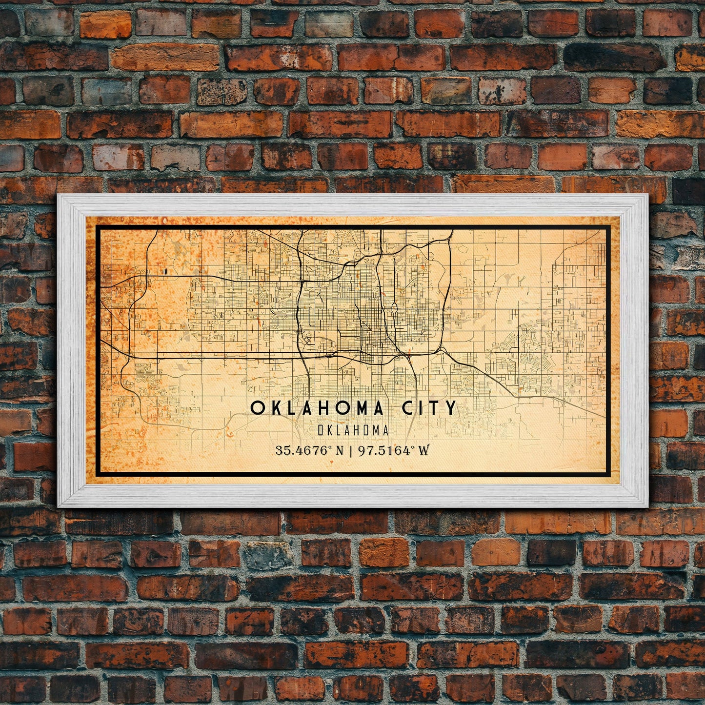 Oklahoma City Vintage Map Print, Oklahoma Map, Oklahoma State Map Art, Oklahoma City Road Map Poster, Vintage Map Gift, Road Trip Art