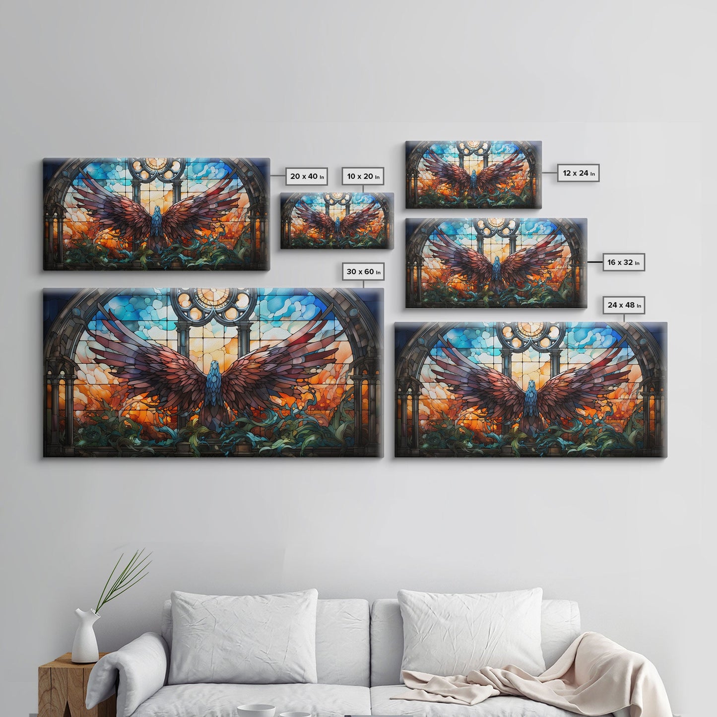 Window Wall Art, Stained Glass Window, Watercolor Art, Canvas Print, Wall Hanging, Landscape Art, Dorm Room Art, Unique Gift, Bookshelf Art