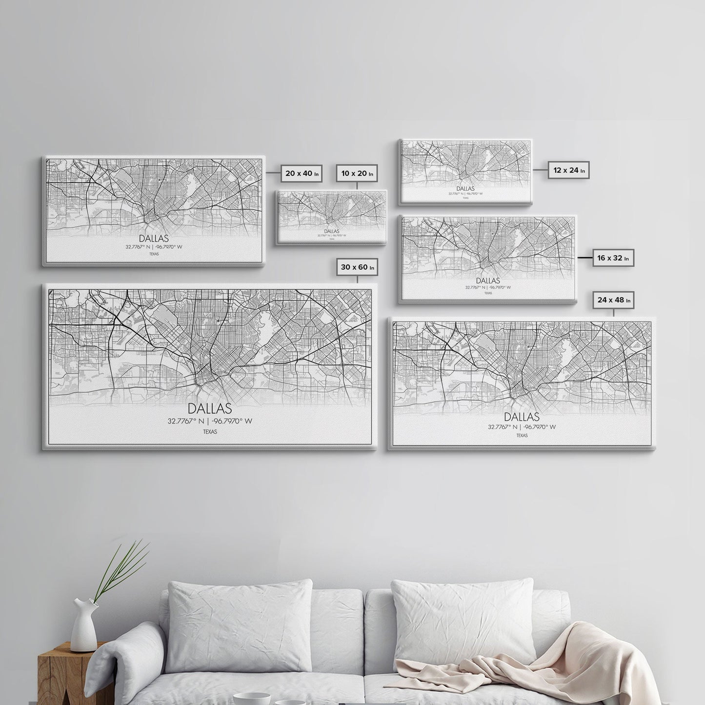 Dallas Street Map, Texas Map, Map Print, Minimalist Art, Wall Art, Canvas Art, Patriotic Décor, Boys Room Décor, Tiny House Gift, Home Décor