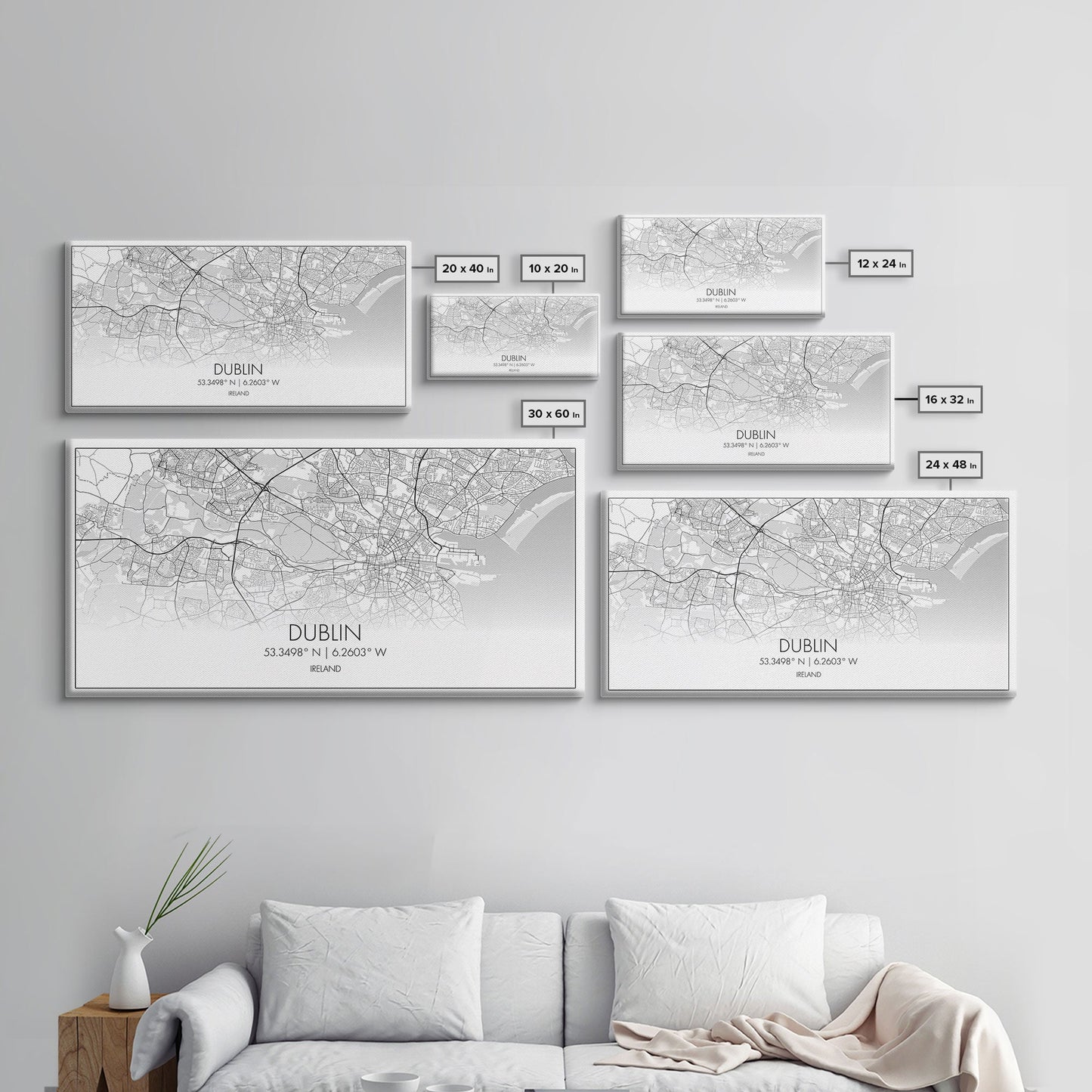 Dublin Street Map, Ireland Map, Map Art, Minimalist Art, Wall Art, Canvas Art, Game Room Décor, Man Cave Wall Décor, Industrial Décor
