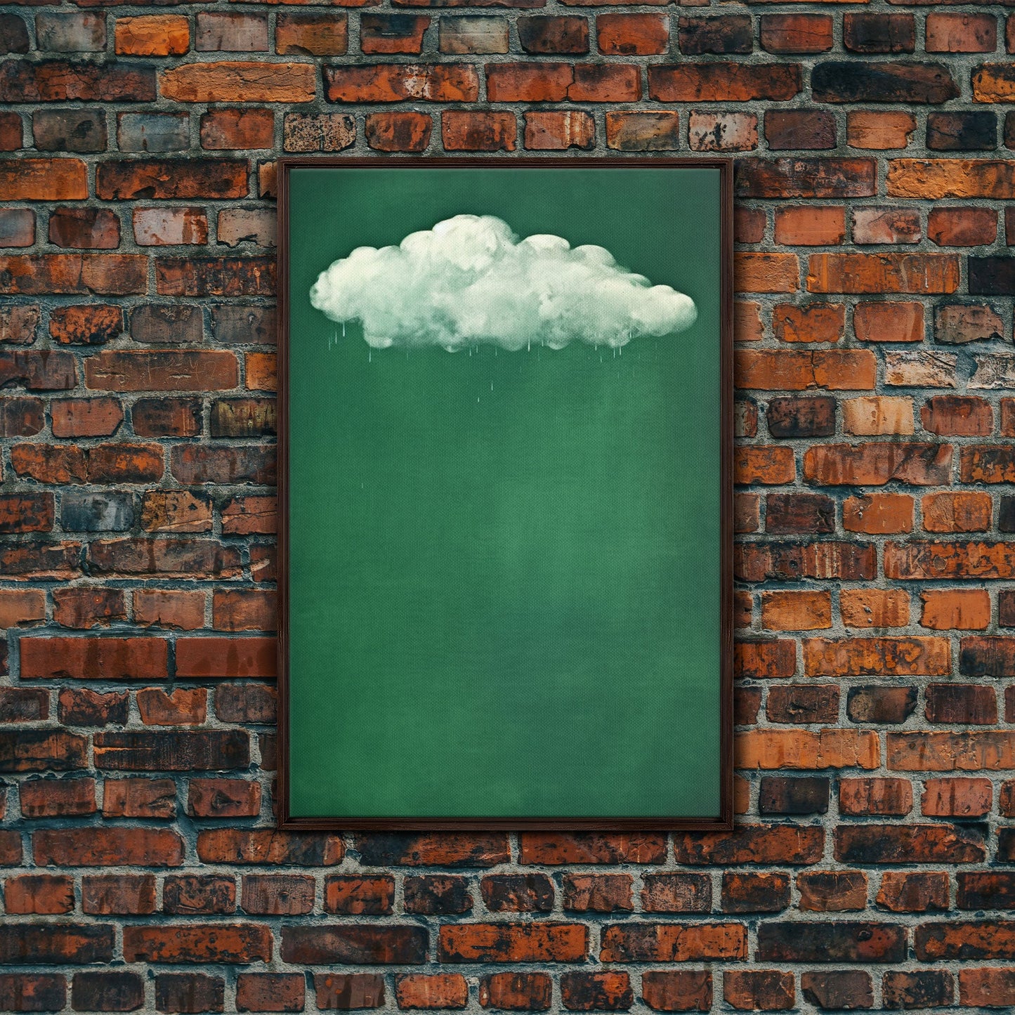 Emerald Green Rain Cloud Wall Art, Framed Canvas Or Poster Print, Abstract Art Print, Minimalist Wall Decor, Maximalist Decor, Dark Green