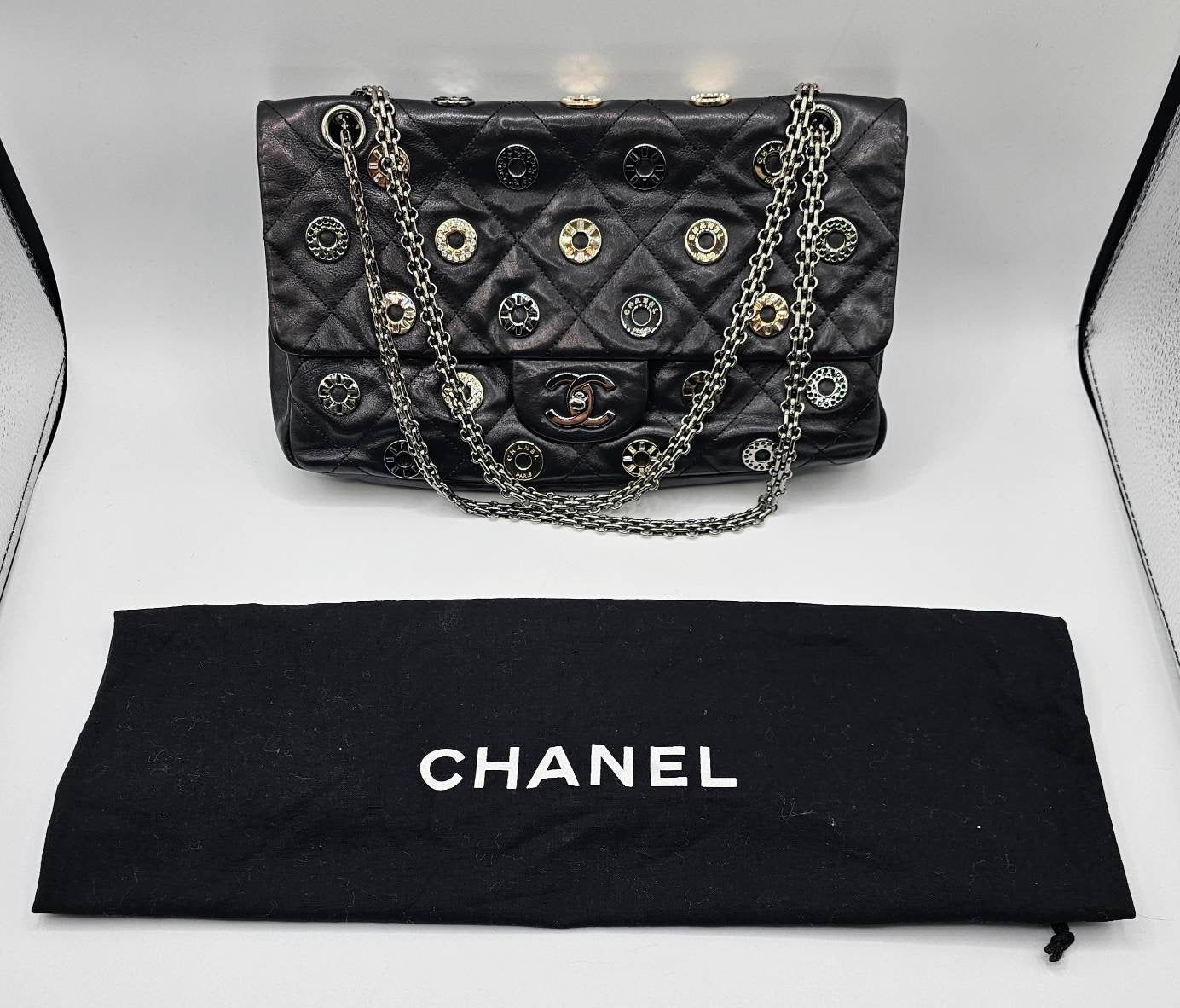Chanel Star Attitude Flap Bag Grommet Embellished Quilted Leather Large