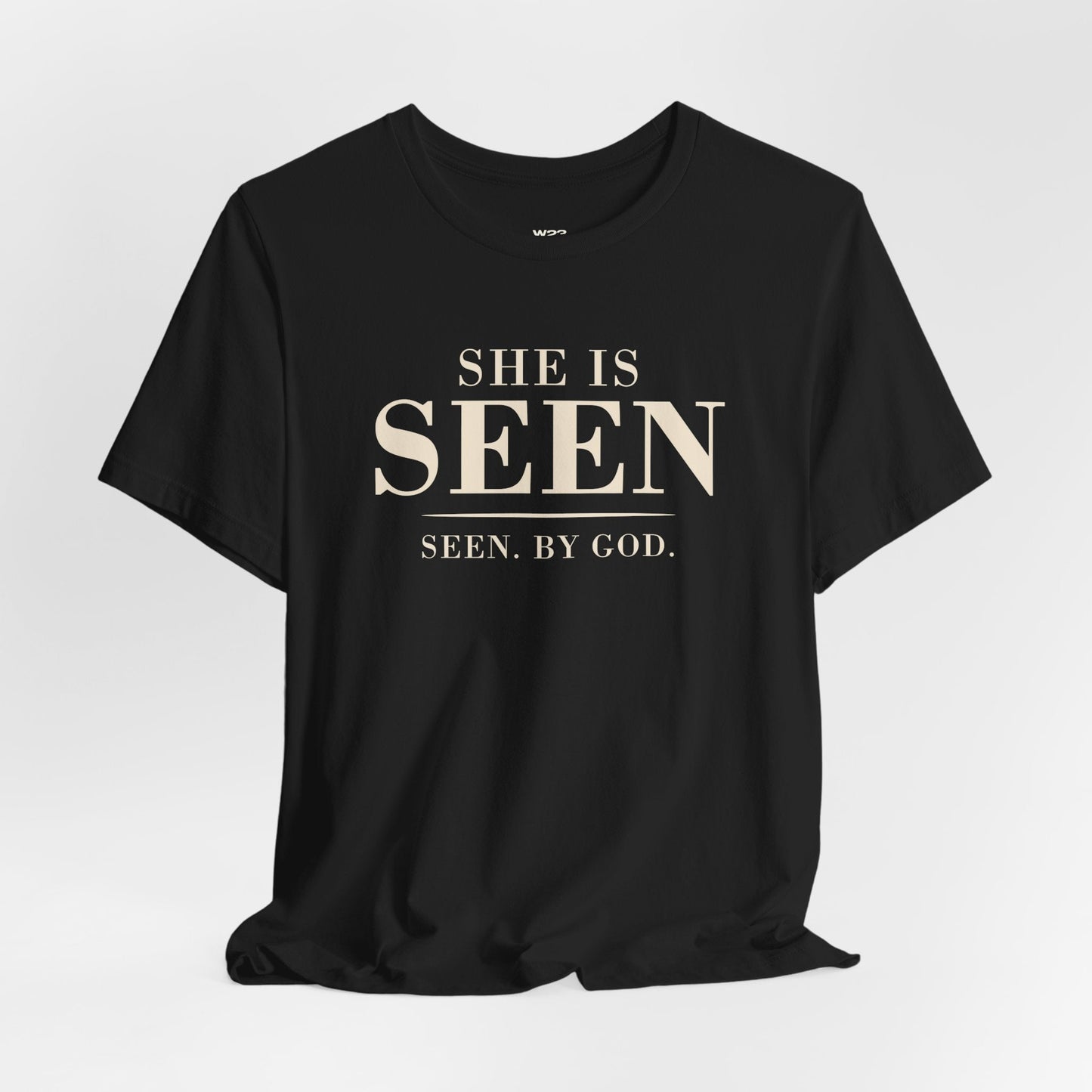 She Is SEEN. — "Seen, by God" Women's Faith Tee
