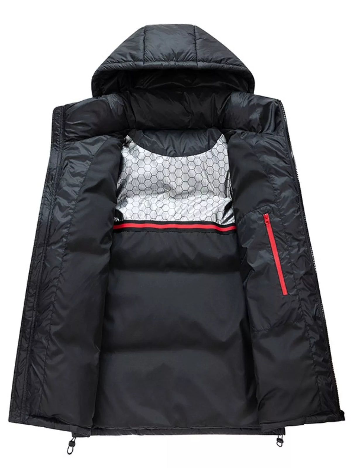 Men's Full Size Contrast Hooded Zip Up Down Jacket Plus Size