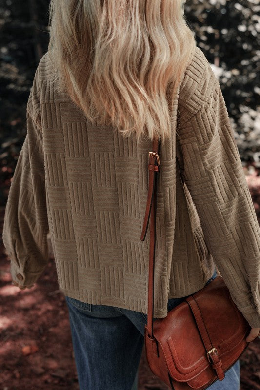 Textured Button-Up Chest Pocket Shacket
