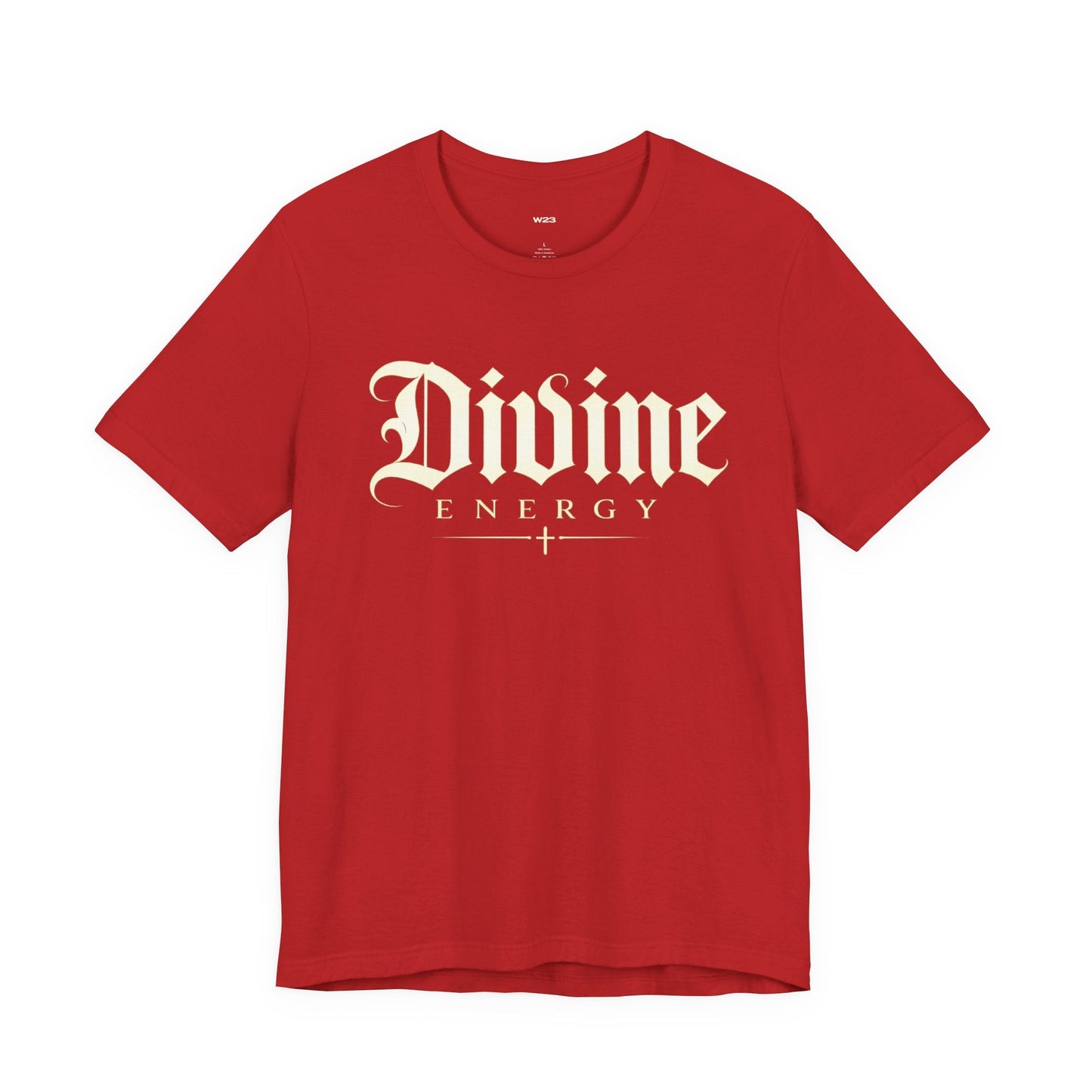 Divine Energy Tee — Gothic Script Faith Graphic | Wear Your Worship
