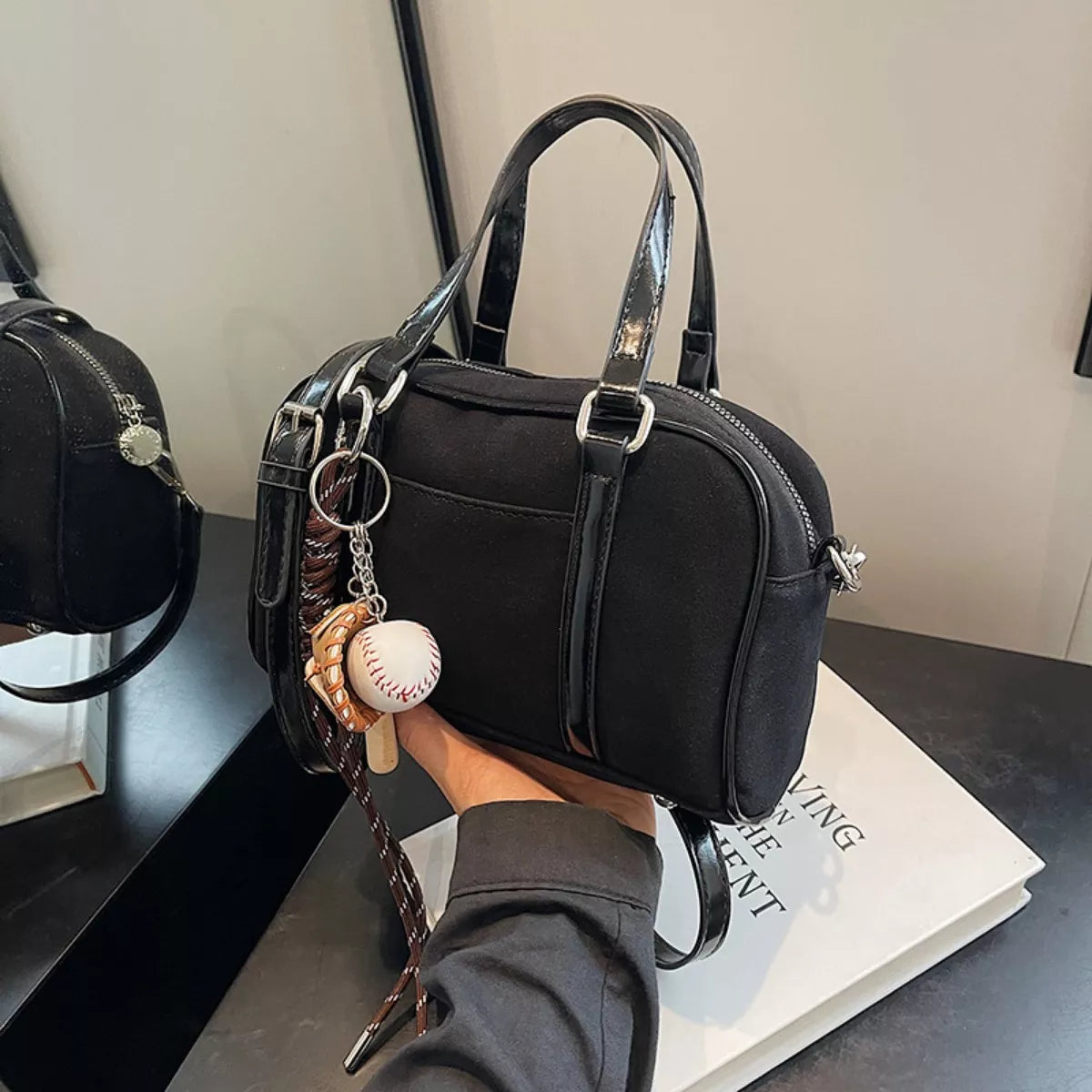 Buckle Crossbody Bag with Charm