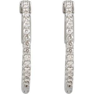 Sterling Silver Imitation White Cubic Zirconia Inside-Outside 23 mm Hinged Hoop Earrings