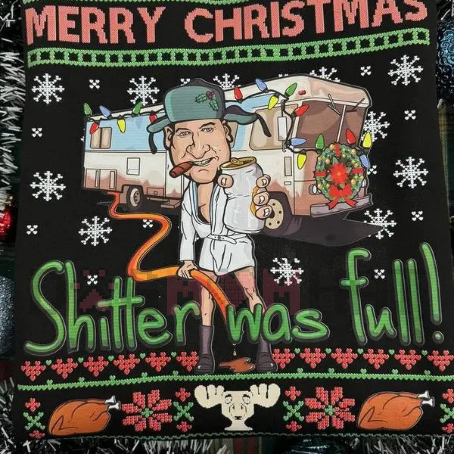 "Merry Christmas Shitter Was Full" Sweatshirt – Funny Holiday Sweatshirt, Vintage Movie Quote