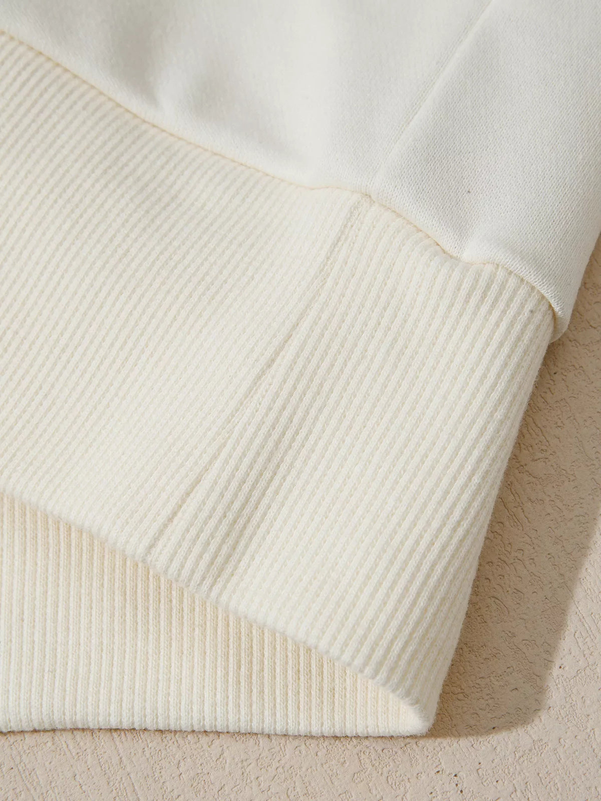 Solid Color Textured Sleeve Patchwork Half Zip Hoodie