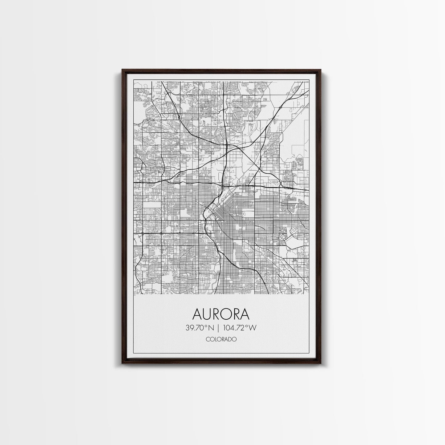 Aurora Street Map, Colorado Map, City Map Print, Travel Lover Gift, Above Bed Art, Minimalist Art, Wall Art, Canvas Print, Canvas Wall Art