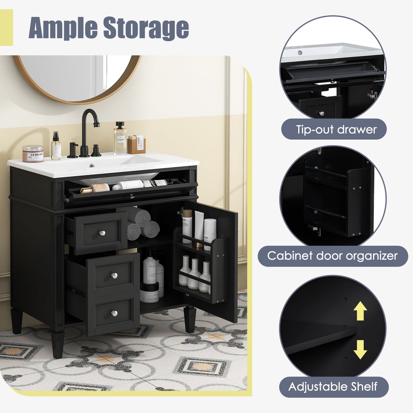 30" Bathroom Vanity with Top Sink