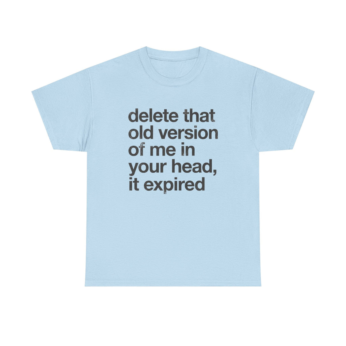 Statement Tee — “delete that old version of me in your head, it expired” Minimalist Typography T-Shirt