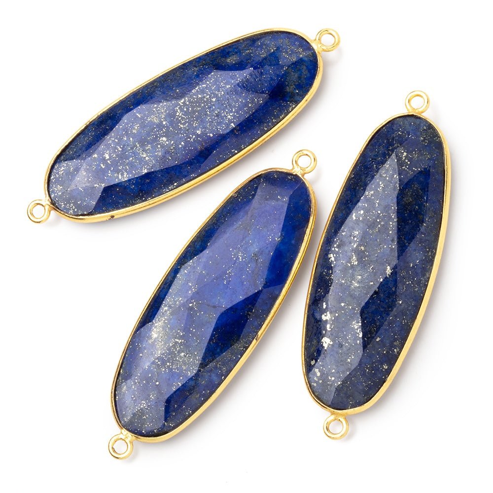 44x18mm Vermeil Bezel Lapis Lazuli Faceted Oval Connector 1 piece