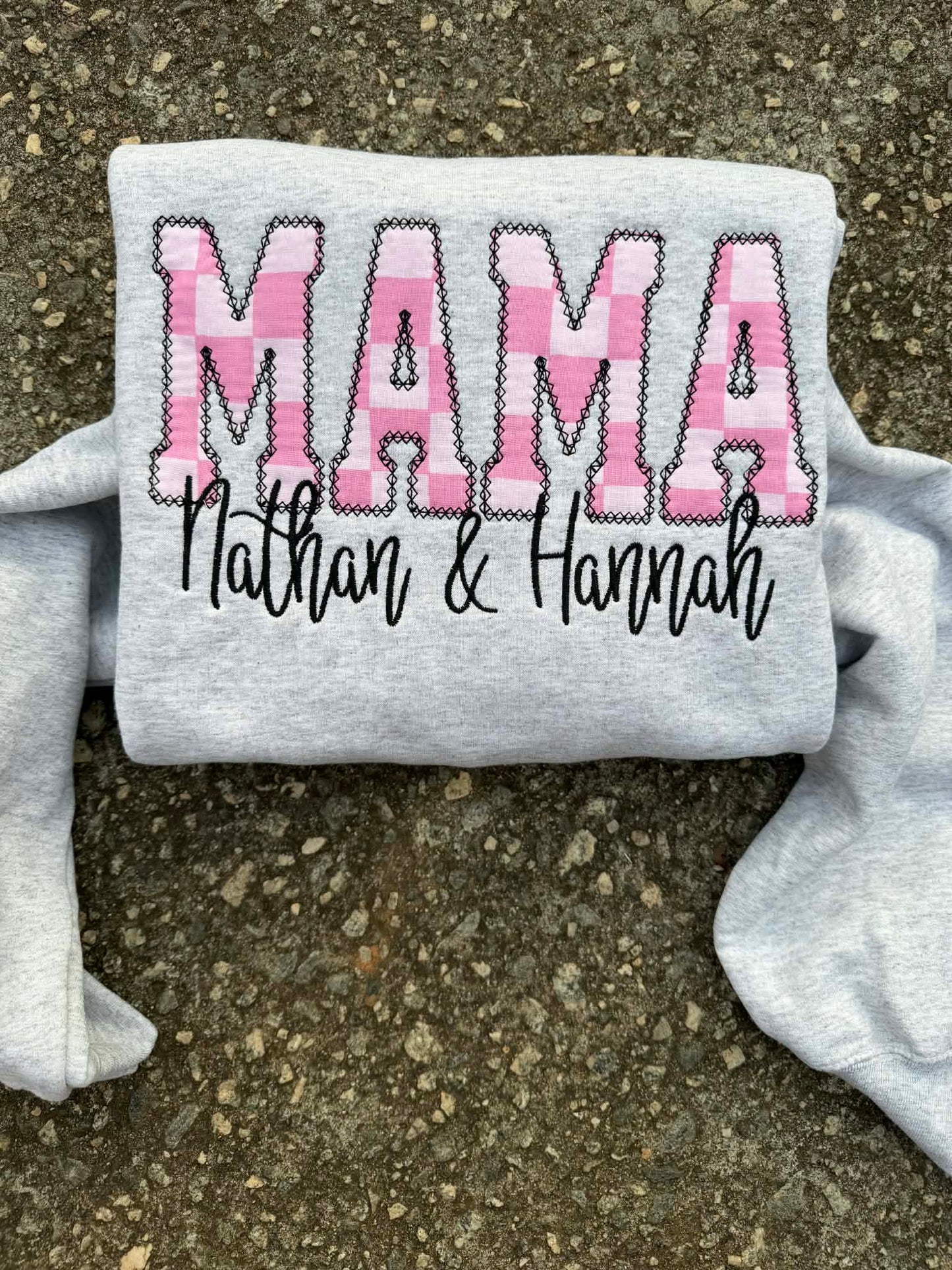 Personalized Mama Diamond Edge Appliqué Shirt | Custom Embroidered Name Shirt
