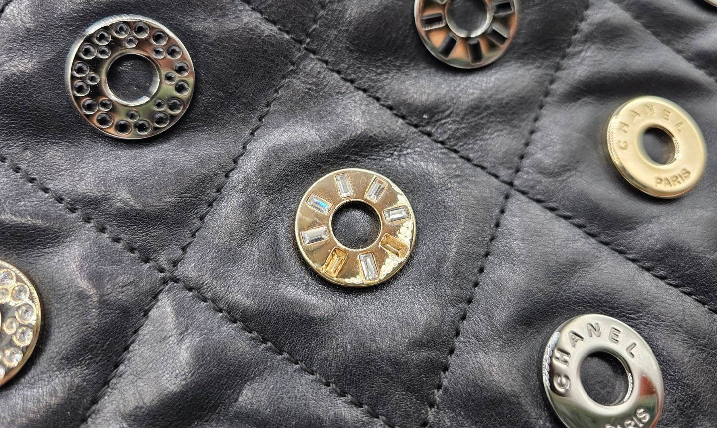 Chanel Star Attitude Flap Bag Grommet Embellished Quilted Leather Large
