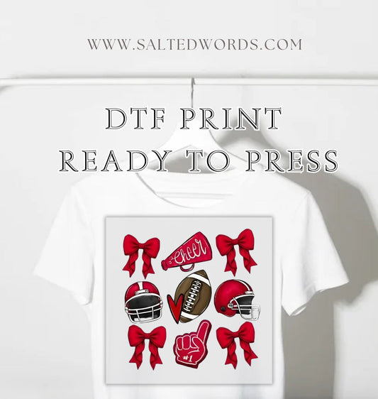 Coquette Bows and Football - Red DTF transfer