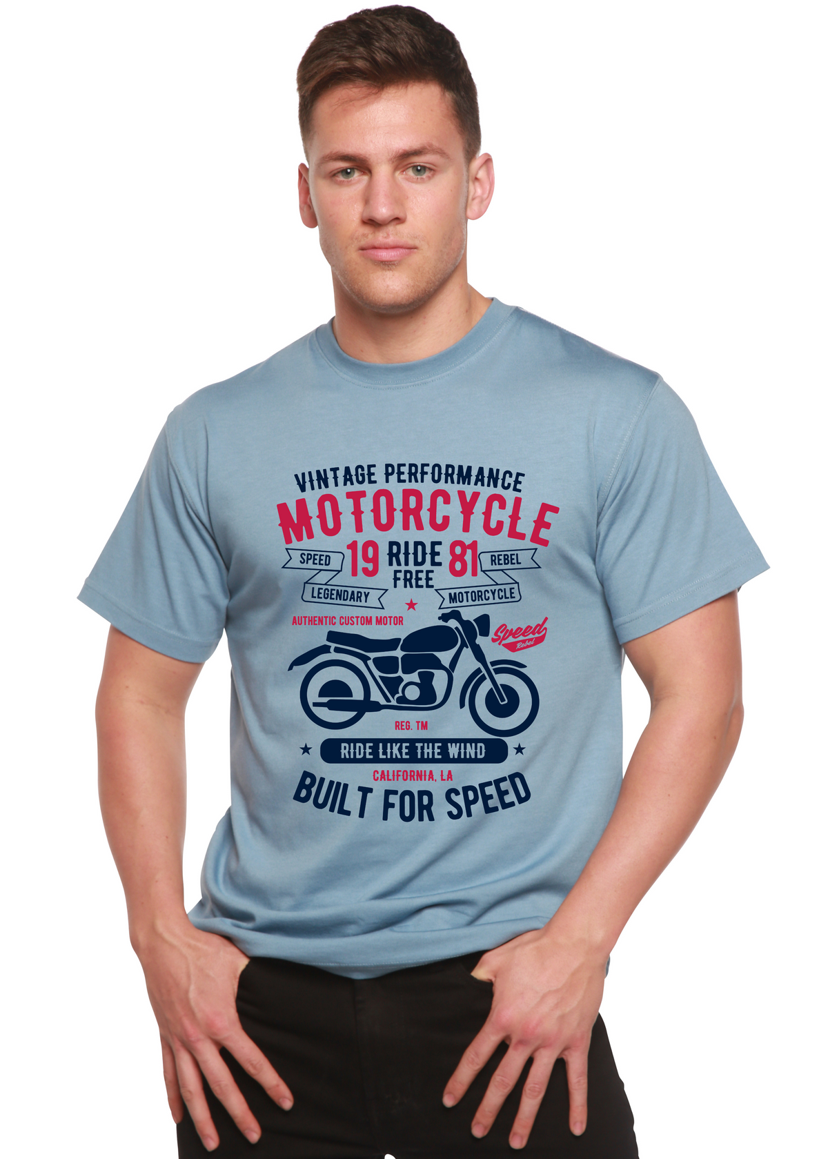 Motorcycle Ride Free Men's Bamboo Viscose/Organic Cotton Short Sleeve Graphic T-Shirt