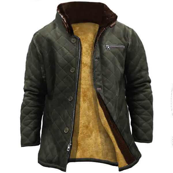 American-style Solid-color Work Jacket With Buttons For Middle-aged Men
