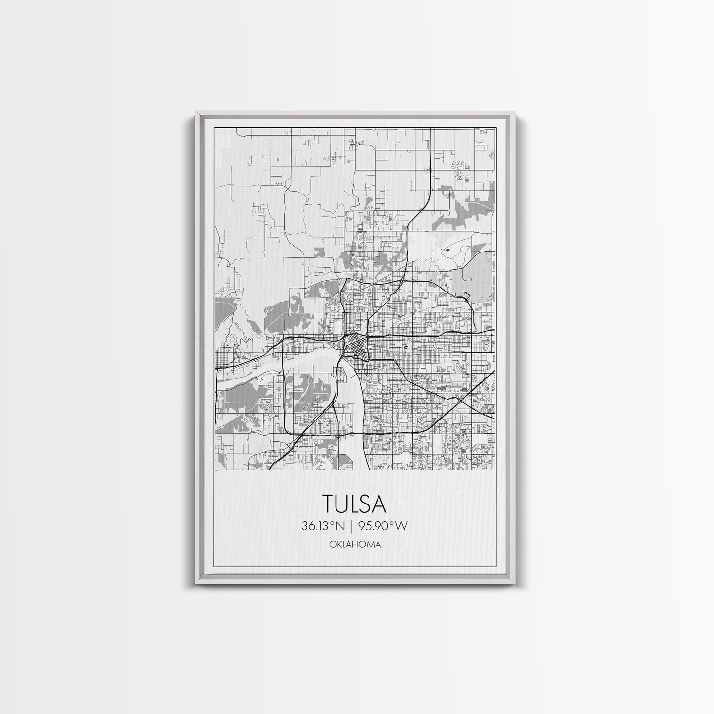 Tulsa Street Map, Oklahoma Map, City Map Print, Modern Wall Art, Wall Art, Canvas Print, Dorm Room Décor, Gift For Husband, Travel Art Print