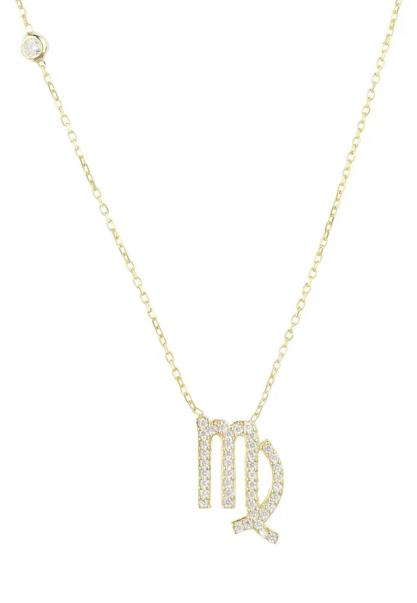 Zodiac Star Sign Pendant Necklace Gold Virgo