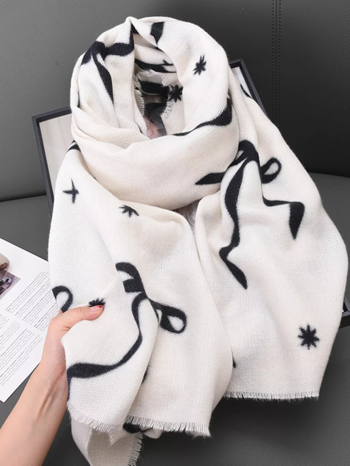 Bow Print Lightweight Scarf