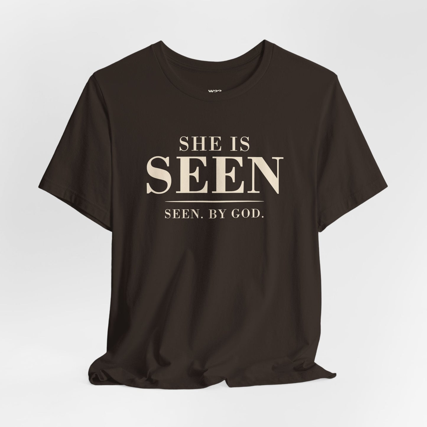 She Is SEEN. — "Seen, by God" Women's Faith Tee