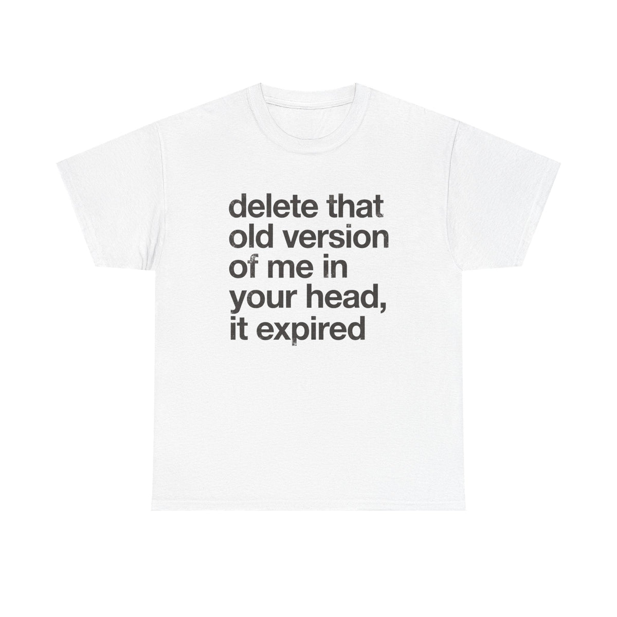 Statement Tee — “delete that old version of me in your head, it expired” Minimalist Typography T-Shirt